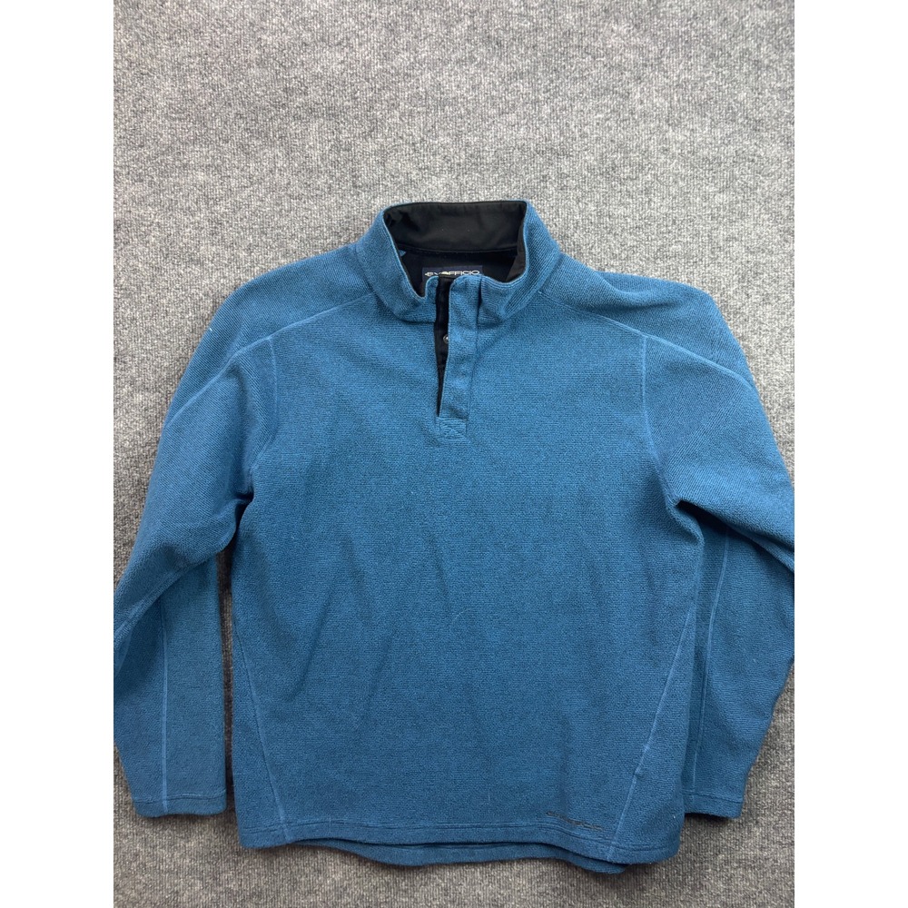 ExOfficio Fleece Pullover Mens Size M Blue Quarter Snap Sleeve Pocket 65839